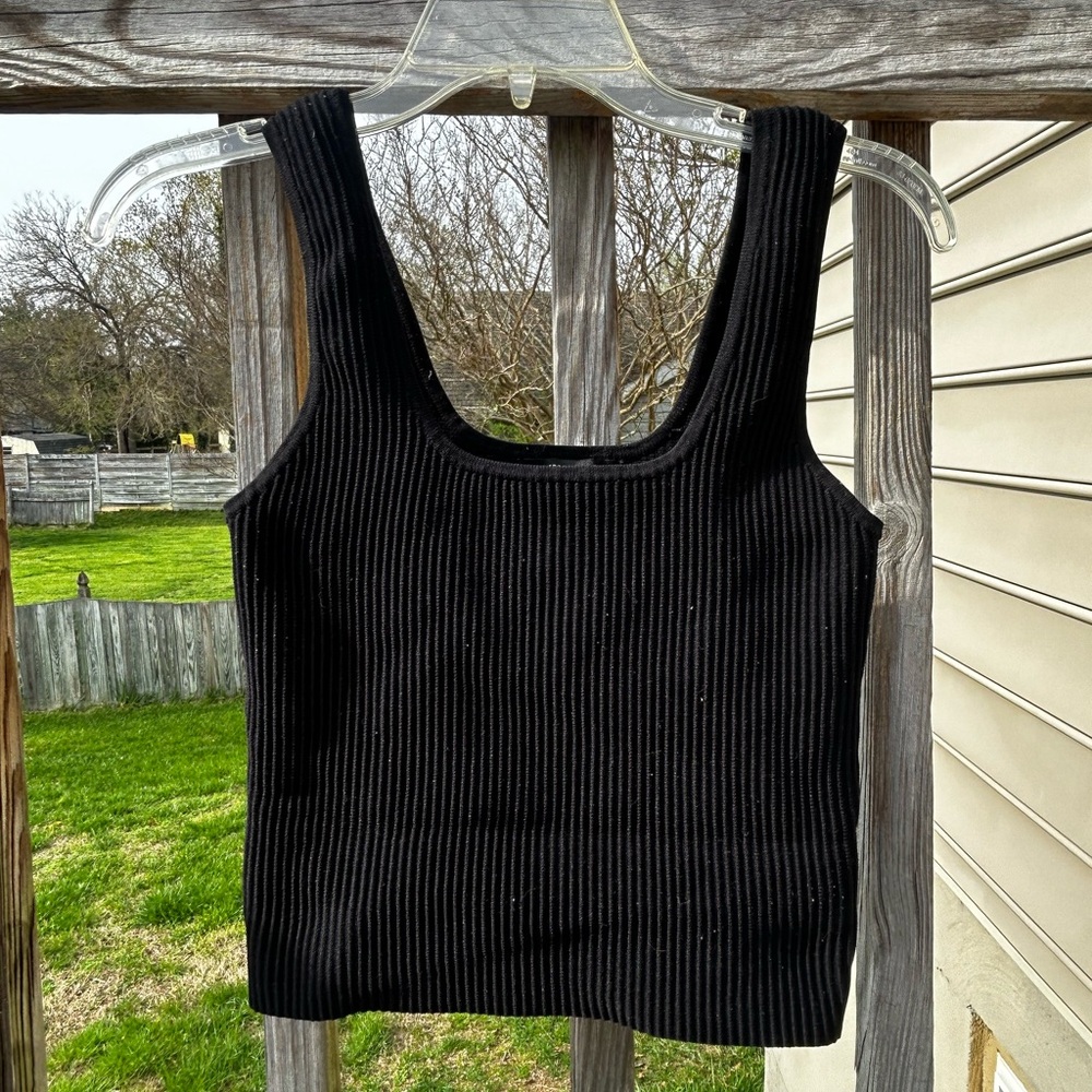 Black Ribbed Women's Tank Top